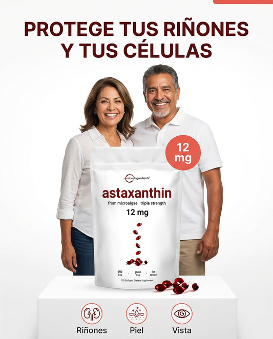Astaxantina 12 mg - protege rinones, piel y vista