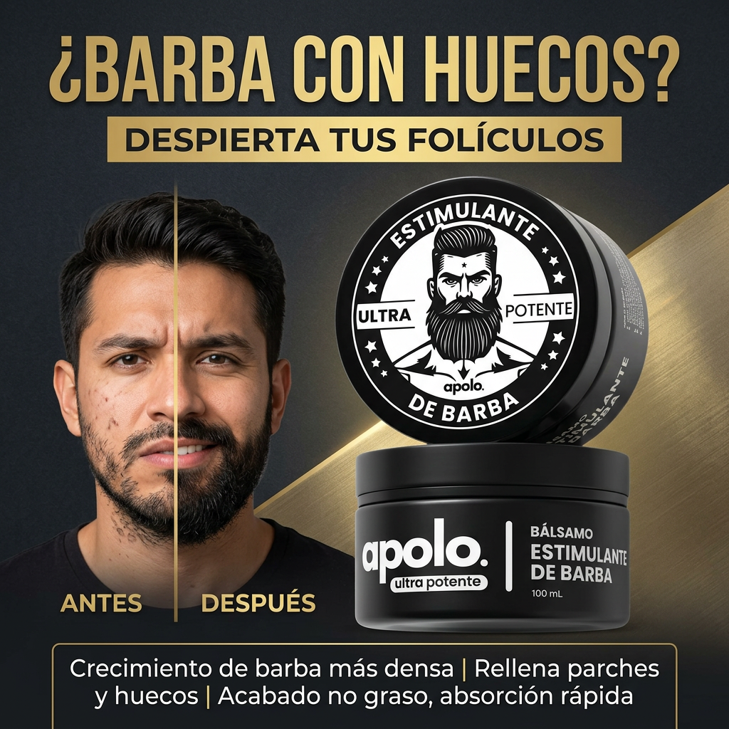 Apolo Balsamo Estimulante de Barba 2x1 antes y despues
