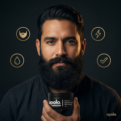 Hombre con barba poblada sosteniendo Apolo