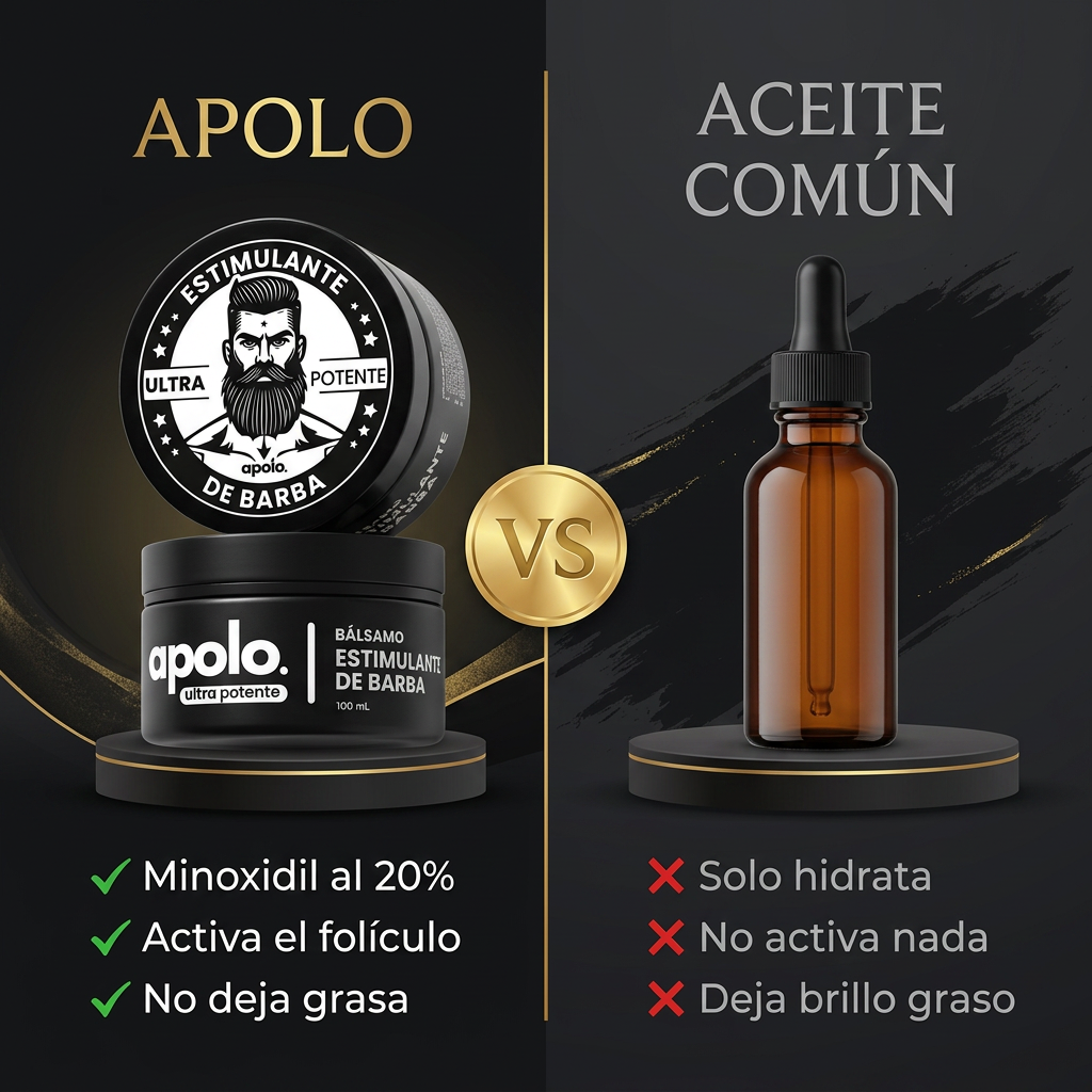Apolo con Minoxidil 20% frente a un aceite comun